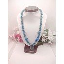 Apatite Necklace with a Blue Fire Agate Teardrop Shaped Pendant - 19 Inches Long